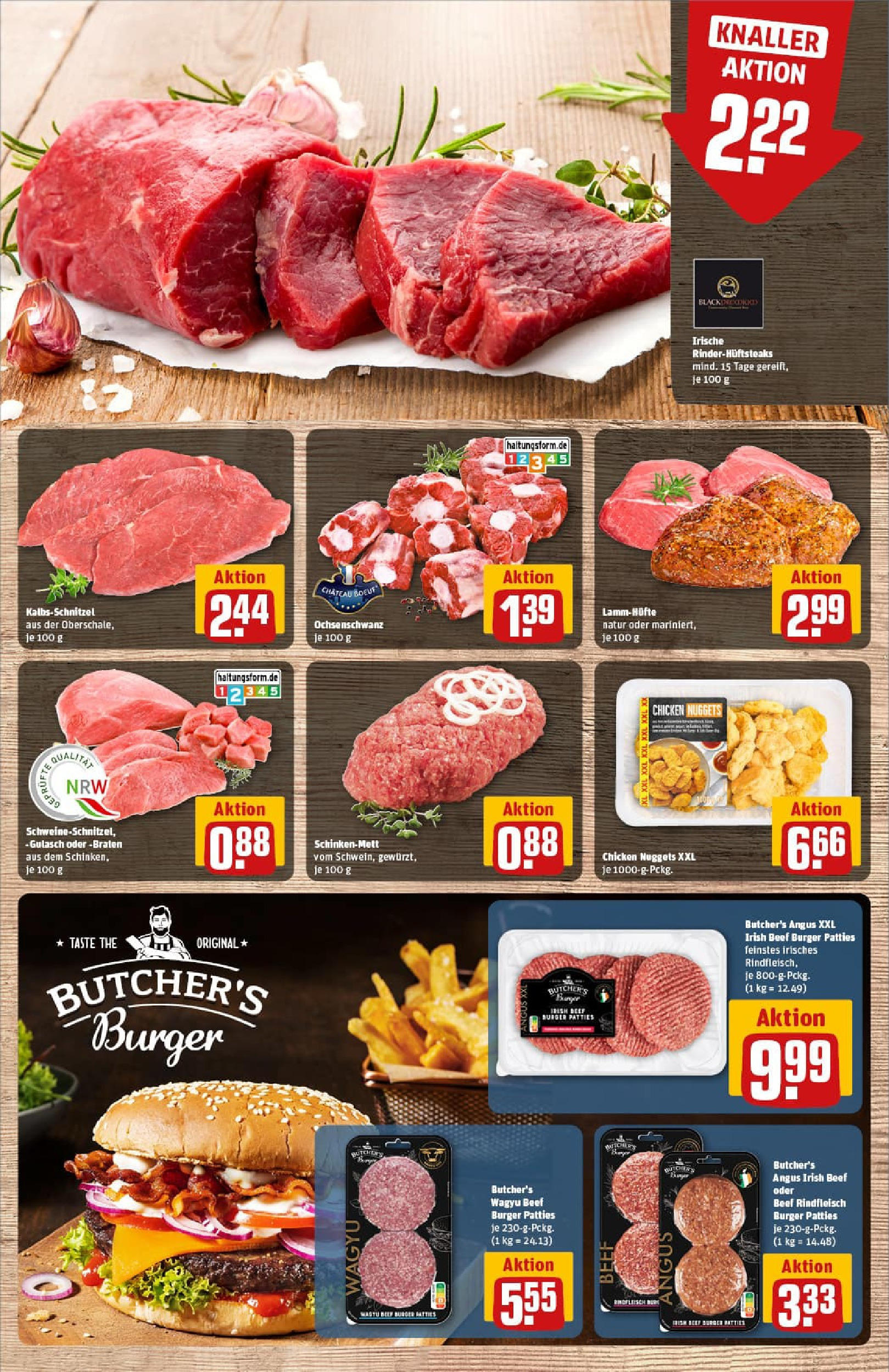 REWE Prospekt ab 22.06.2025 zum Blättern » Angebote | Seite: 9 | Produkte: Burger, Gulasch, Rindfleisch, Steak