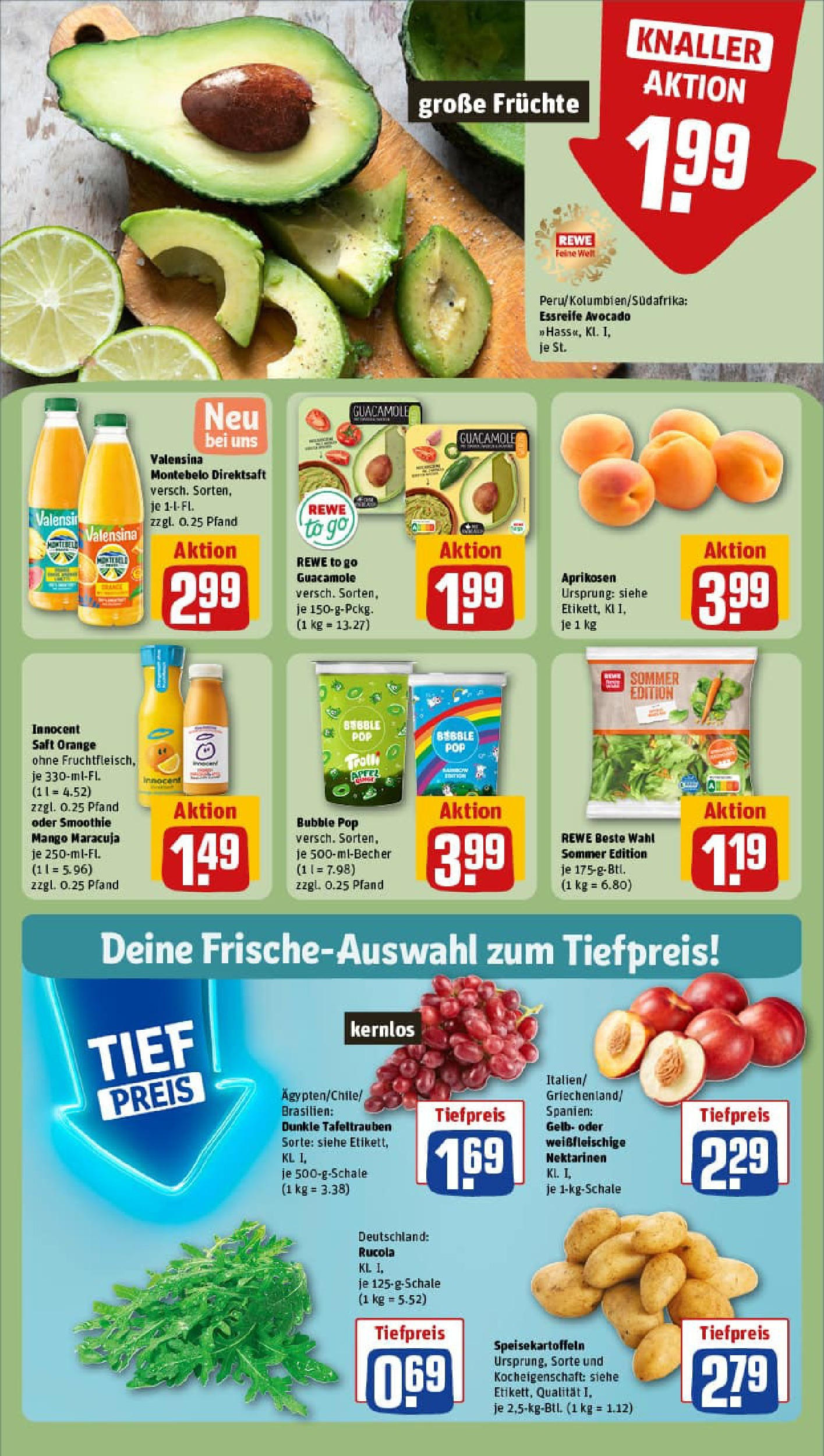 REWE Prospekt ab 22.06.2025 zum Blättern » Angebote | Seite: 4 | Produkte: Nektarinen, Valensina, Avocado, Mango