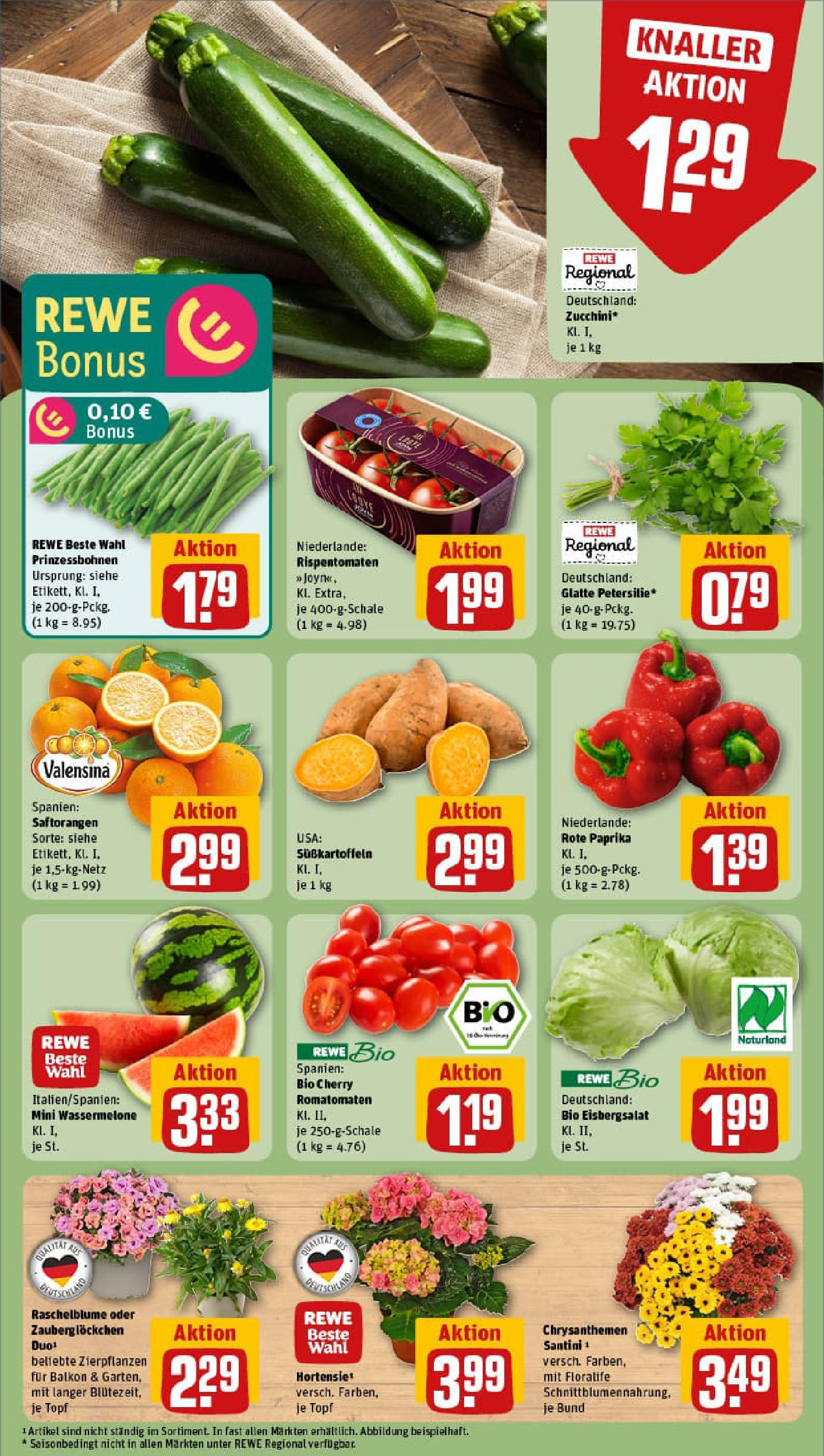 REWE Prospekt ab 22.06.2025 zum Blättern » Angebote | Seite: 5 | Produkte: Eisbergsalat, Valensina, Wassermelone, Zucchini