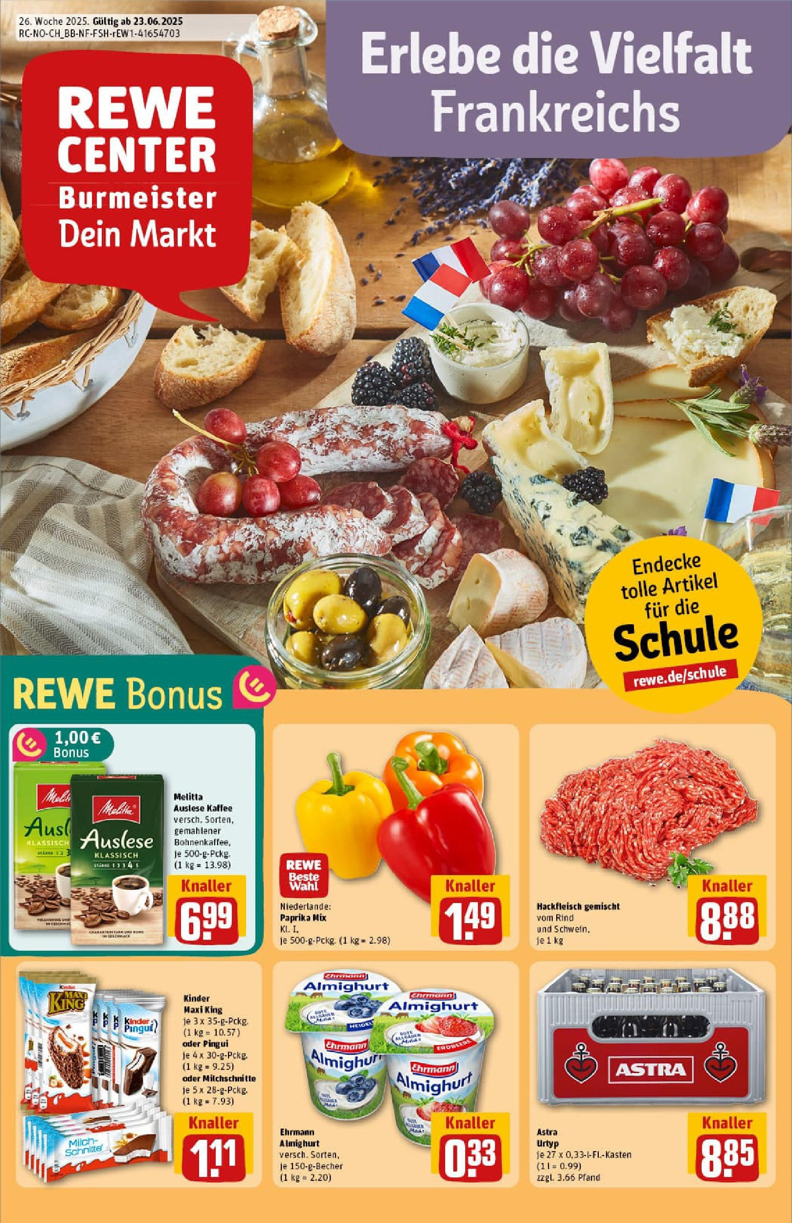 REWE Prospekt ab 22.06.2025 zum Blättern » Angebote | Seite: 1 | Produkte: Melitta, Milch, Astra, Paprika