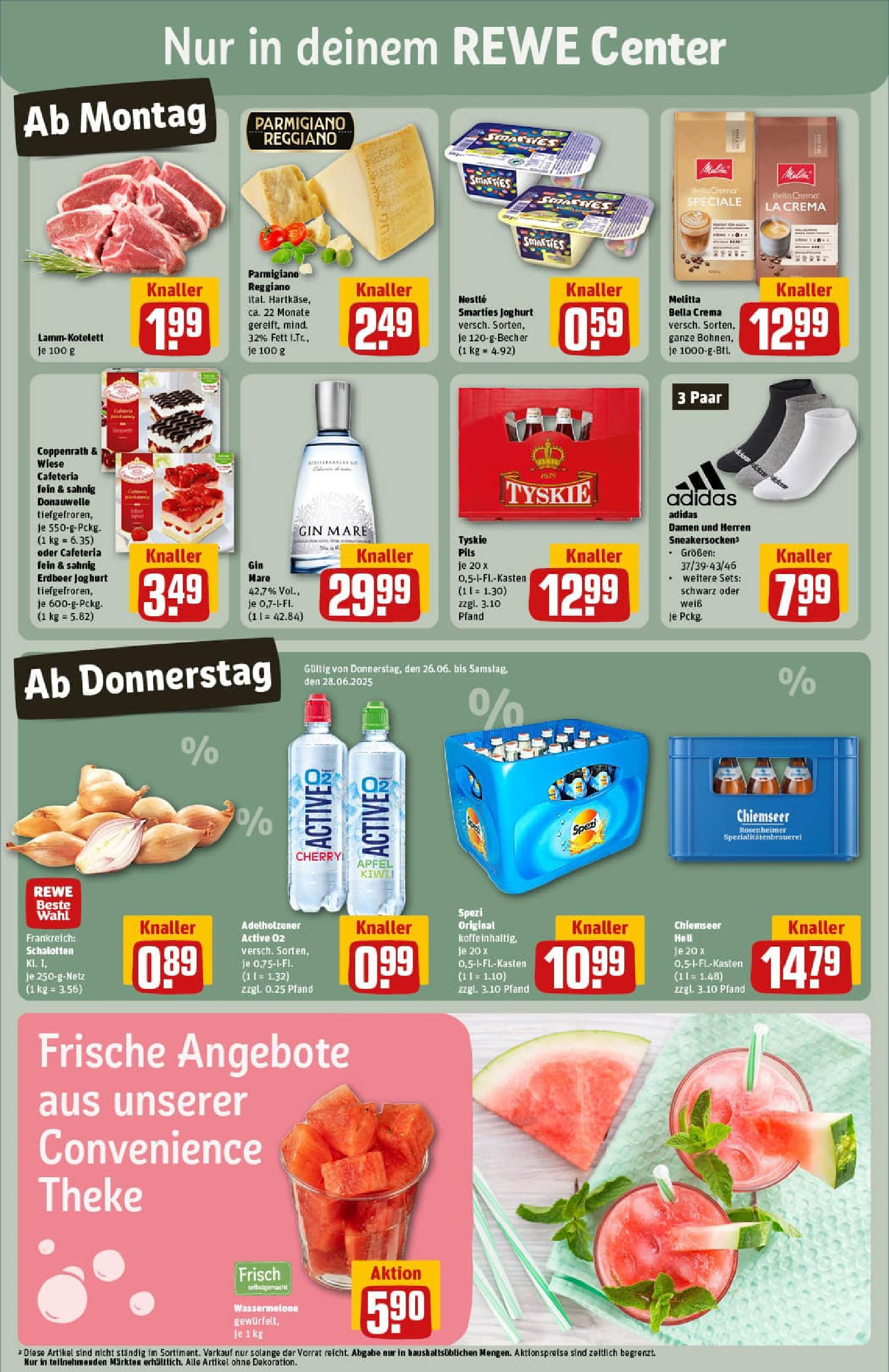 REWE Prospekt ab 22.06.2025 zum Blättern » Angebote | Seite: 3 | Produkte: Theke, Smarties, Äpfel, Wassermelone