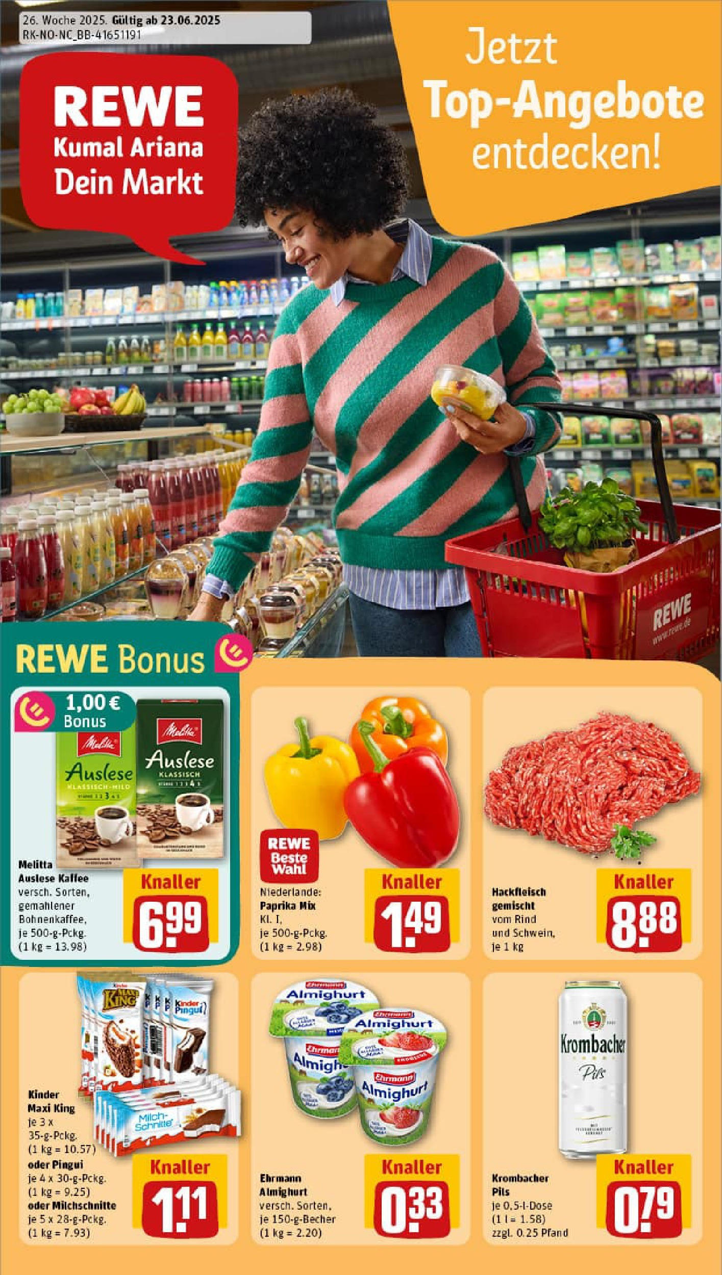 REWE Prospekt ab 22.06.2025 nächste Woche - Prospekt Hamburg / Farmsen-Berne Vorschau von dem Prospekt des Geschäftes Rewe, gültig ab dem 22.06.2025