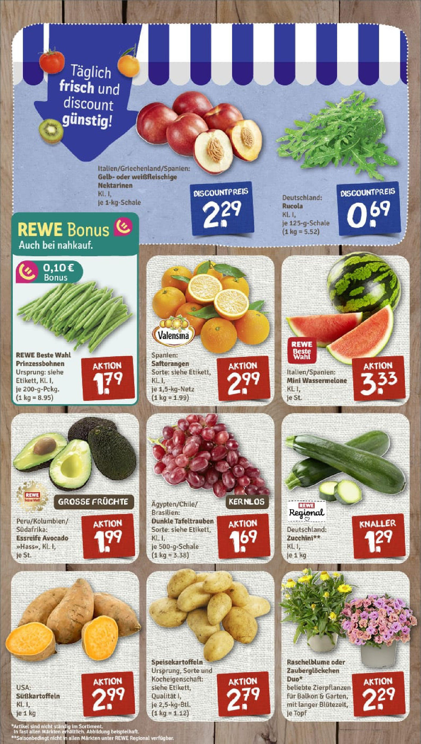 REWE Prospekt ab 22.06.2025 zum Blättern » Angebote | Seite: 3 | Produkte: Nektarinen, Rucola, Valensina, Zucchini