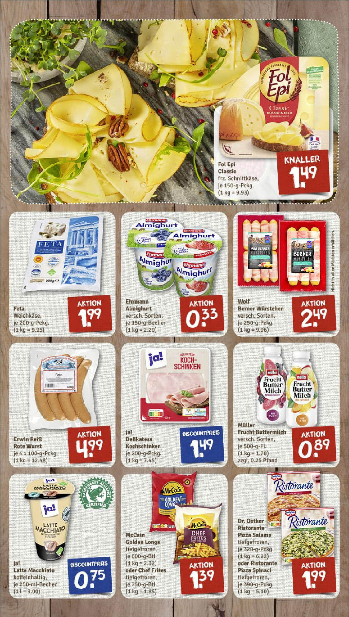 REWE Prospekt ab 22.06.2025 zum Blättern » Angebote | Seite: 7 | Produkte: Feta, Milch, Wurst, Pizza