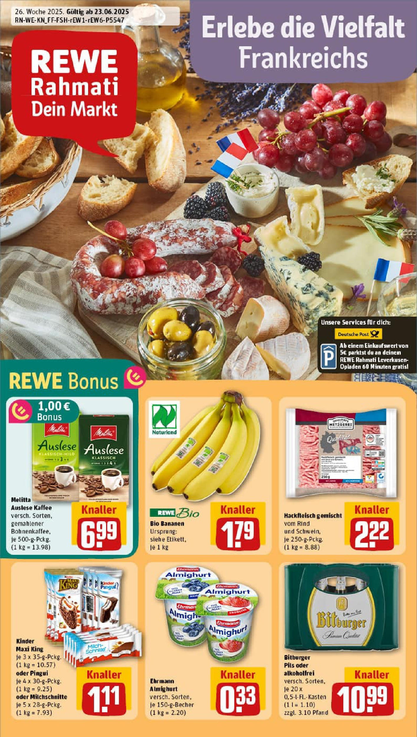 REWE Prospekt ab 22.06.2025 nächste Woche - Prospekt Leverkusen / Opladen Vorschau von dem Prospekt des Geschäftes Rewe, gültig ab dem 22.06.2025