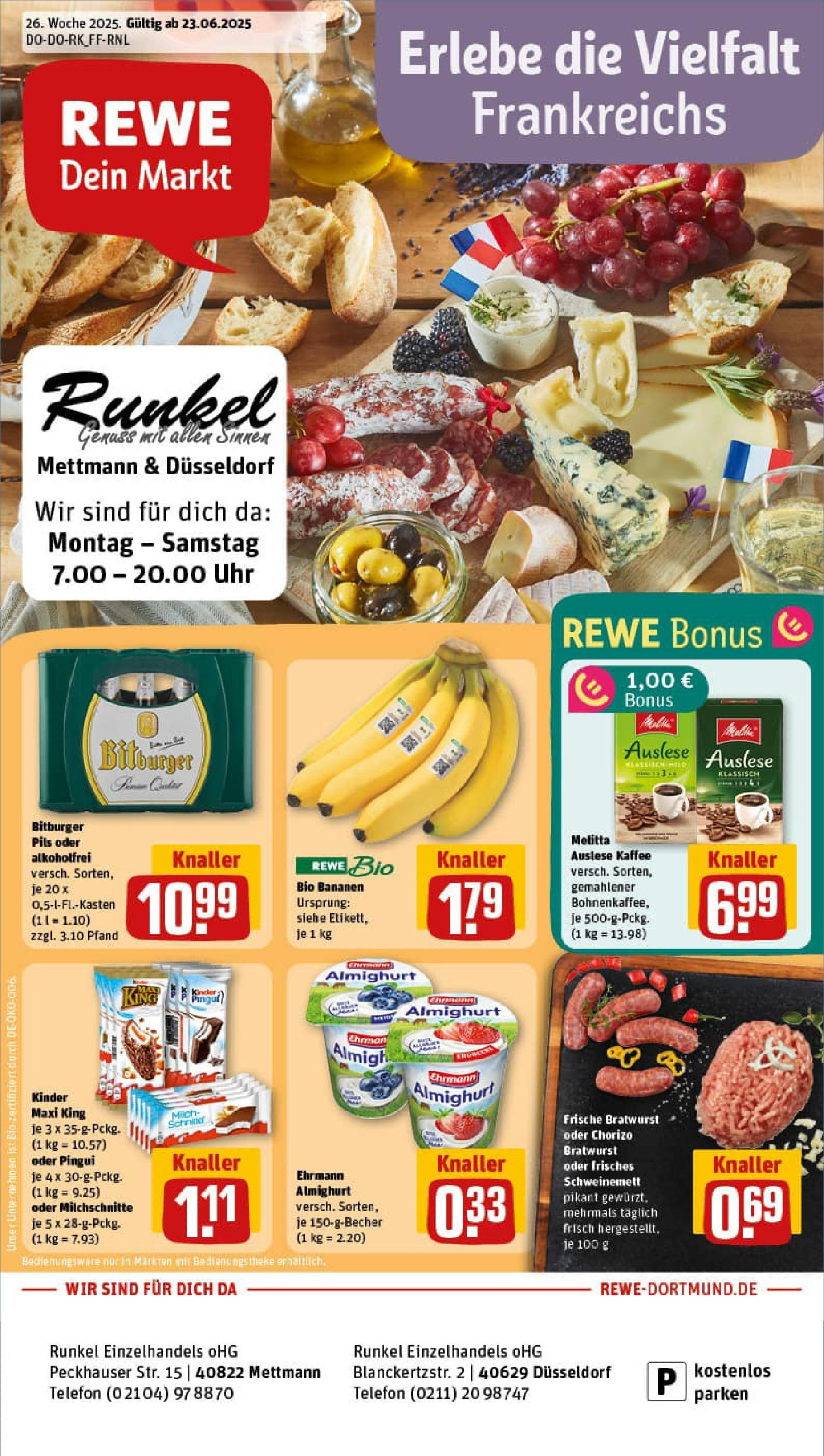 REWE Prospekt ab 22.06.2025 zum Blättern » Angebote | Seite: 1 | Produkte: Theke, Kaffee, Telefon, Uhr