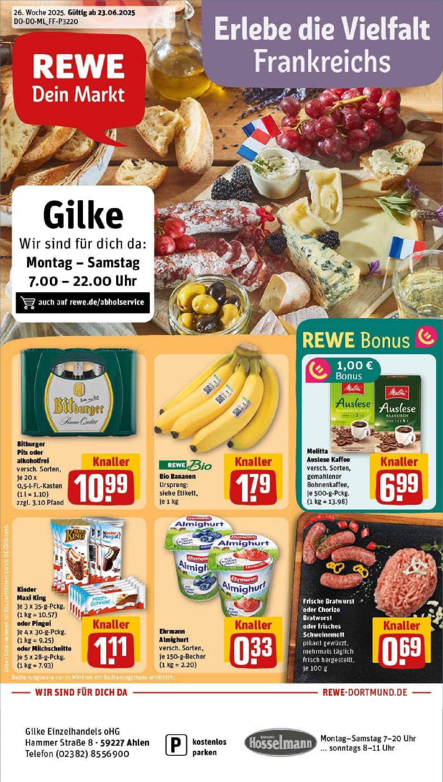 REWE Prospekt ab 22.06.2025 nächste Woche - Prospekt Ahlen Vorschau von dem Prospekt des Geschäftes Rewe, gültig ab dem 22.06.2025