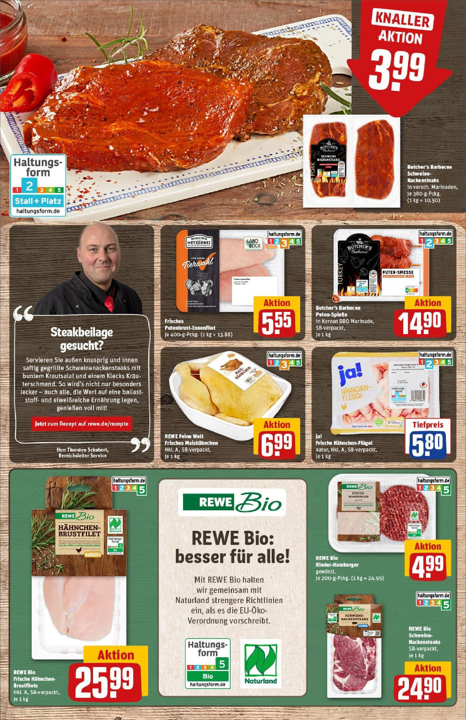 REWE Prospekt ab 22.06.2025 zum Blättern » Angebote | Seite: 8 | Produkte: Nackensteaks, Hahnchen, Burger, Fleisch