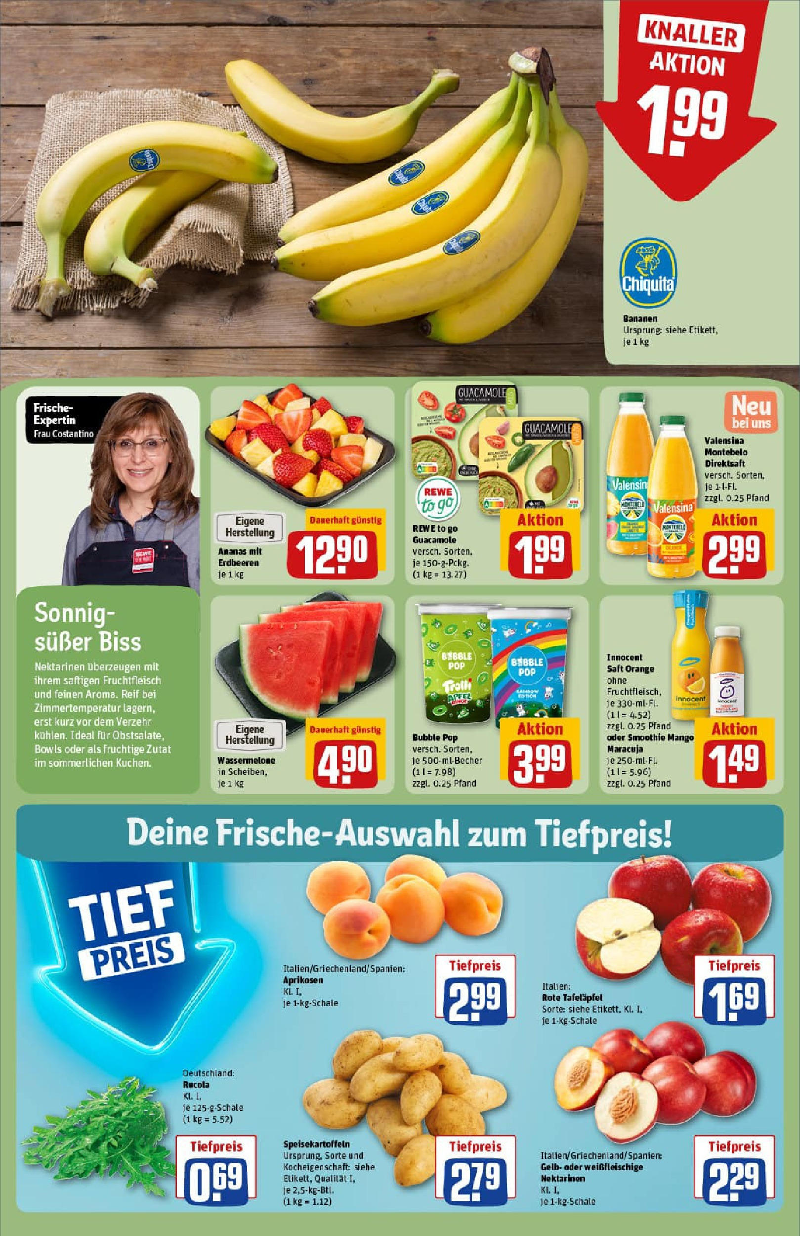 REWE Prospekt ab 22.06.2025 zum Blättern » Angebote | Seite: 6 | Produkte: Rucola, Ananas, Valensina, Saft