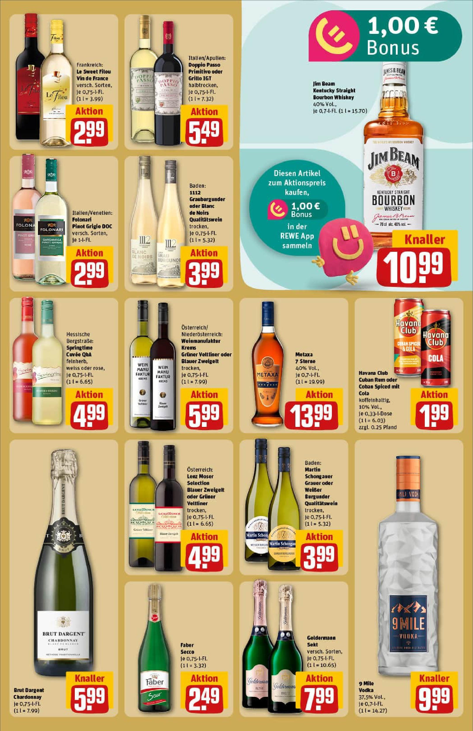 REWE Prospekt ab 22.06.2025 zum Blättern » Angebote | Seite: 19 | Produkte: Jim beam, Le filou, Doppio passo primitivo, Doppio Passo