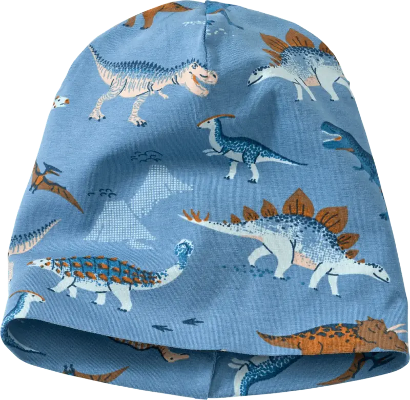 ALANA Beanie Pro Climate mit Dino-Muster, blau, Gr. 50/51
