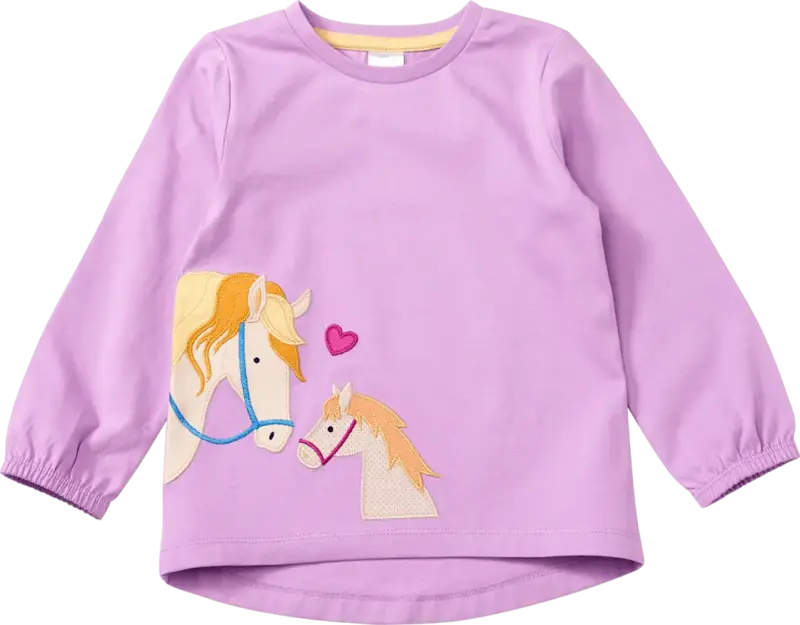 ALANA Langarmshirt mit Pferde-Applikation, lila, Gr. 98