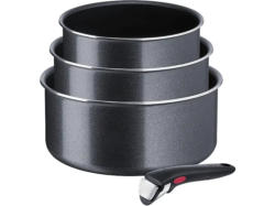Tefal Ingenio XL Force Kasserollenset 4-teilig (Backofen und Spülmaschinengeeignet außer Griffe, alle Herdarten Induktion geeignet (Gas, Elektro, Glaskeramik), Schwarz, Aluminium)