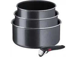 Tefal Ingenio XL Force Kasserollenset 4-teilig (Backofen und Spülmaschinengeeignet außer Griffe, alle Herdarten Induktion geeignet (Gas, Elektro, Glaskeramik), Schwarz, Aluminium)