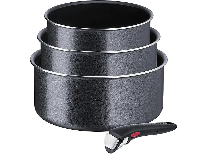 Tefal Ingenio XL Force Kasserollenset 4-teilig (Backofen und Spülmaschinengeeignet außer Griffe, alle Herdarten Induktion geeignet (Gas, Elektro, Glaskeramik), Schwarz, Aluminium)