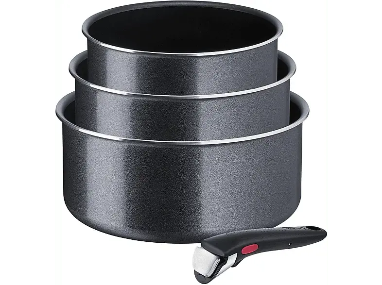 Tefal Ingenio XL Force Kasserollenset 4-teilig (Backofen und Spülmaschinengeeignet außer Griffe, alle Herdarten Induktion geeignet (Gas, Elektro, Glaskeramik), Schwarz, Aluminium)