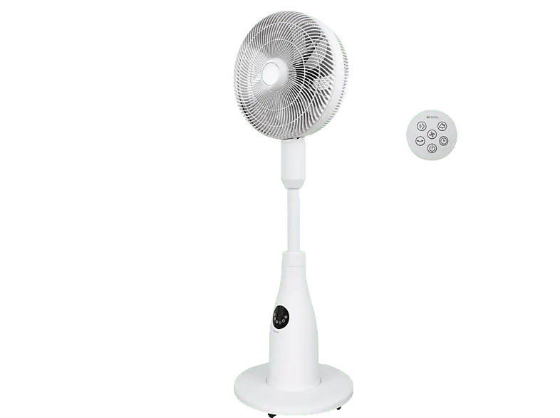 Be Cool BCPSN2L01 Sprühnebel-Standventilator Weiß (2 Liter Wassertank, mit Ambientebeleuchtung, 80 Watt, schwenkbar, Fernbedienung, 12 Geschwindigkeitsstufen, Timerfunktion 24h); Sprühnebel-Standventilator, 2 Liter Wassertank, mit Ambientebeleuchtung