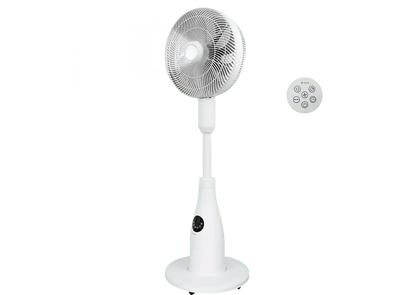 Be Cool BCPSN2L01 Sprühnebel-Standventilator Weiß (2 Liter Wassertank, mit Ambientebeleuchtung, 80 Watt, schwenkbar, Fernbedienung, 12 Geschwindigkeitsstufen, Timerfunktion 24h); Sprühnebel-Standventilator, 2 Liter Wassertank, mit Ambientebeleuchtung