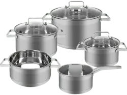classbach Kochtopfset, 8-tlg. C-KTS 4017 Kochtopfset (alle Herdarten geeignet (Gas, Elektro, Glaskeramik, Induktion, Halogen), Silber, Cromargan Edelstahl 18/10)