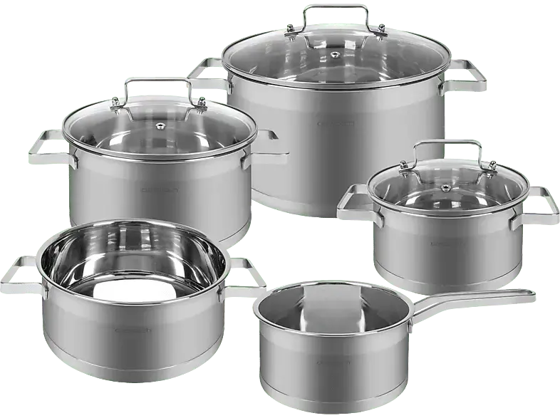 classbach Kochtopfset, 8-tlg. C-KTS 4017 Kochtopfset (alle Herdarten geeignet (Gas, Elektro, Glaskeramik, Induktion, Halogen), Silber, Cromargan Edelstahl 18/10)