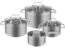 classbach Kochtopfset, 7-tlg. C-KTS 4016 Kochtopfset (alle Herdarten geeignet (Gas, Elektro, Glaskeramik, Induktion, Halogen), Silber, Cromargan Edelstahl 18/10)