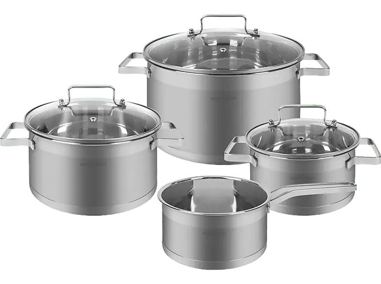 classbach Kochtopfset, 7-tlg. C-KTS 4016 Kochtopfset (alle Herdarten geeignet (Gas, Elektro, Glaskeramik, Induktion, Halogen), Silber, Cromargan Edelstahl 18/10)