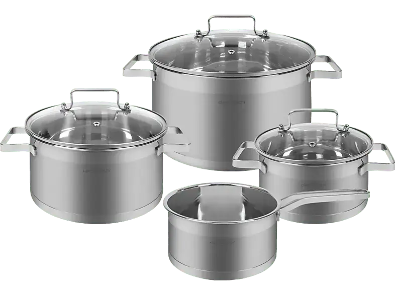 classbach Kochtopfset, 7-tlg. C-KTS 4016 Kochtopfset (alle Herdarten geeignet (Gas, Elektro, Glaskeramik, Induktion, Halogen), Silber, Cromargan Edelstahl 18/10)