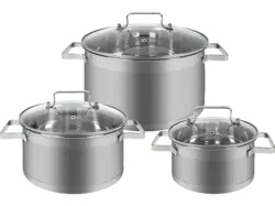 classbach Kochtopfset, 6-tlg. C-KTS 4015 Kochtopfset (alle Herdarten geeignet (Gas, Elektro, Glaskeramik, Induktion, Halogen), Silber, Cromargan Edelstahl 18/10)