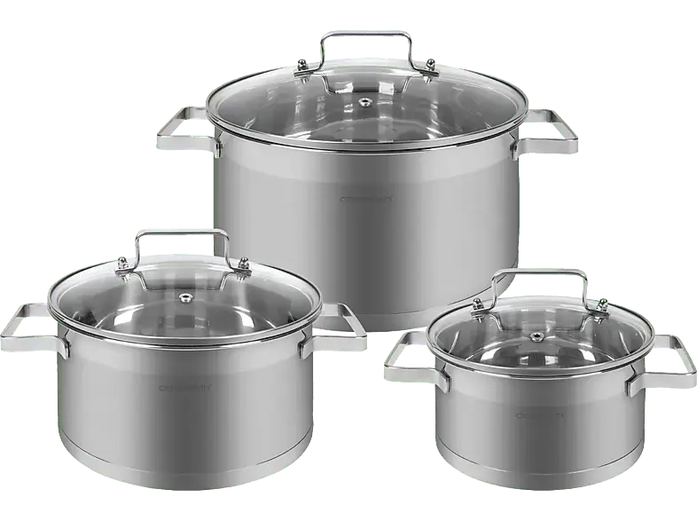 classbach Kochtopfset, 6-tlg. C-KTS 4015 Kochtopfset (alle Herdarten geeignet (Gas, Elektro, Glaskeramik, Induktion, Halogen), Silber, Cromargan Edelstahl 18/10)