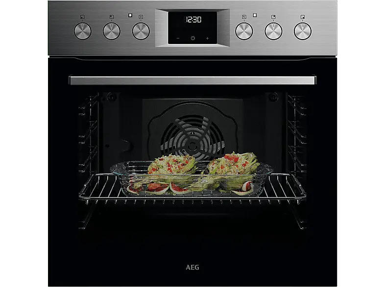 AEG OU5AE20SM 5000 SurroundCook® Herd mit Aqua-Reinigungsfunktion (72 l, Schwarz/ Edelstahl Antifingerprint, 594 mm breit, A+)