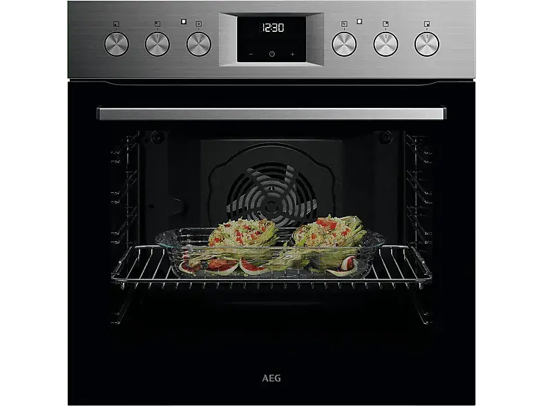 AEG OU5AE20SM 5000 SurroundCook® Herd mit Aqua-Reinigungsfunktion (72 l, Schwarz/ Edelstahl Antifingerprint, 594 mm breit, A+)