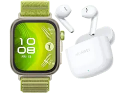 Huawei Fit 4 Pro Titanium mit Nylonarmband, Grün inkl. FreeBuds SE 2, Ceramic White; Smartwatch