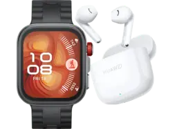Huawei Fit 4 Pro Schwarz mit Fluorelastomer-Armband, inkl. FreeBuds SE 2, Ceramic White; Smartwatch