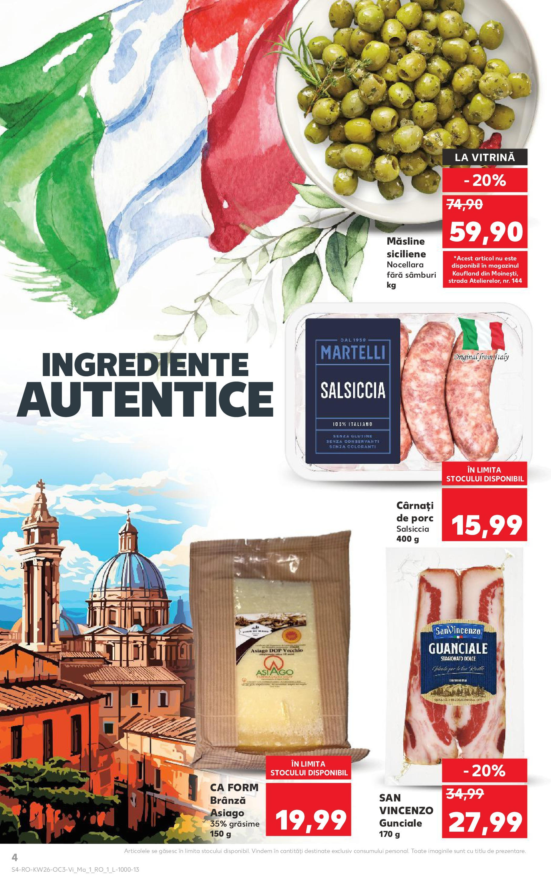 Catalog Kaufland - Savoarea Italiei 27.06.2025 - Revista si Oferta | Pagină: 4 | Produse: Vitrină, Măsline, Brânză, Cârnați