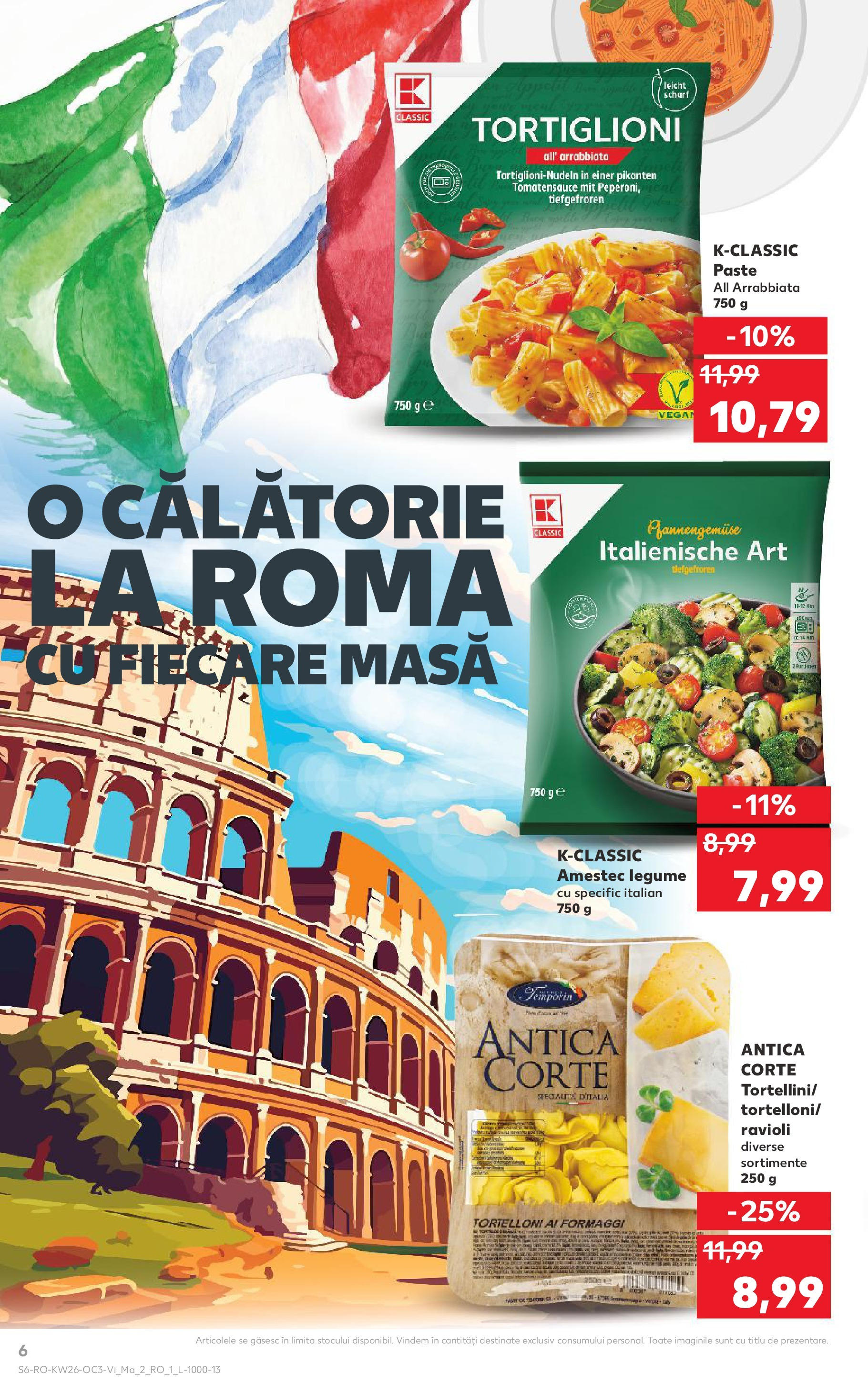 Catalog Kaufland - Savoarea Italiei 27.06.2025 - Revista si Oferta | Pagină: 6 | Produse: Masă, Paste, Legume