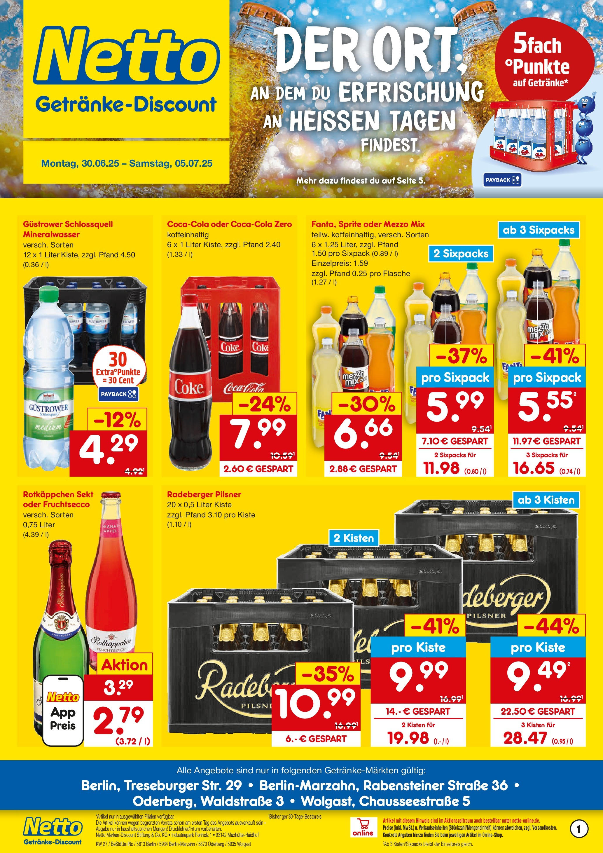 Netto Marken-Discount prospekt Oderberg	 (ab 29.06.2025) » Angebote | Seite: 1 | Produkte: Rotkappchen sekt, Sekt, Mineralwasser, Oder mezzo mix