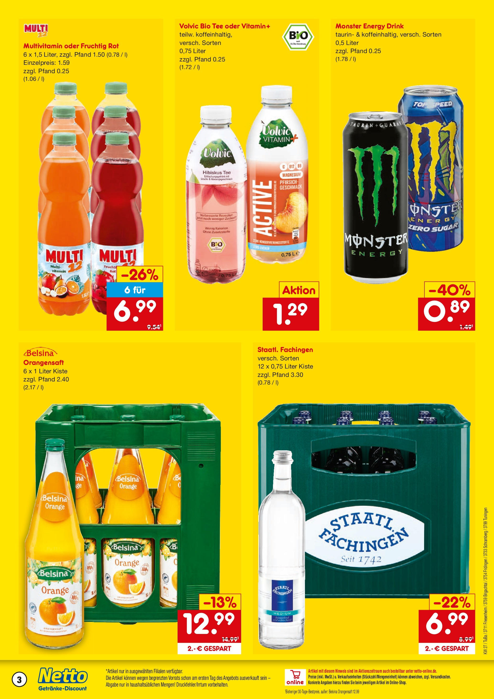 Netto Marken-Discount prospekt Brigachtal	 (ab 29.06.2025) » Angebote | Seite: 3 | Produkte: Top, Monster, Pfirsich, Volvic