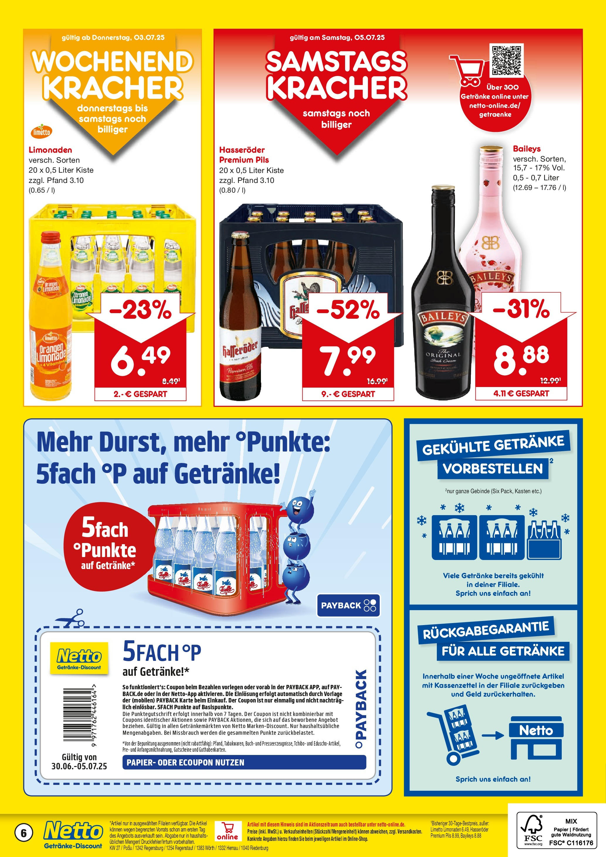 Netto Marken-Discount prospekt Riedenburg-Aicholding	 (ab 29.06.2025) » Angebote | Seite: 6 | Produkte: Pils, Orangen, Limonade, Hasseröder