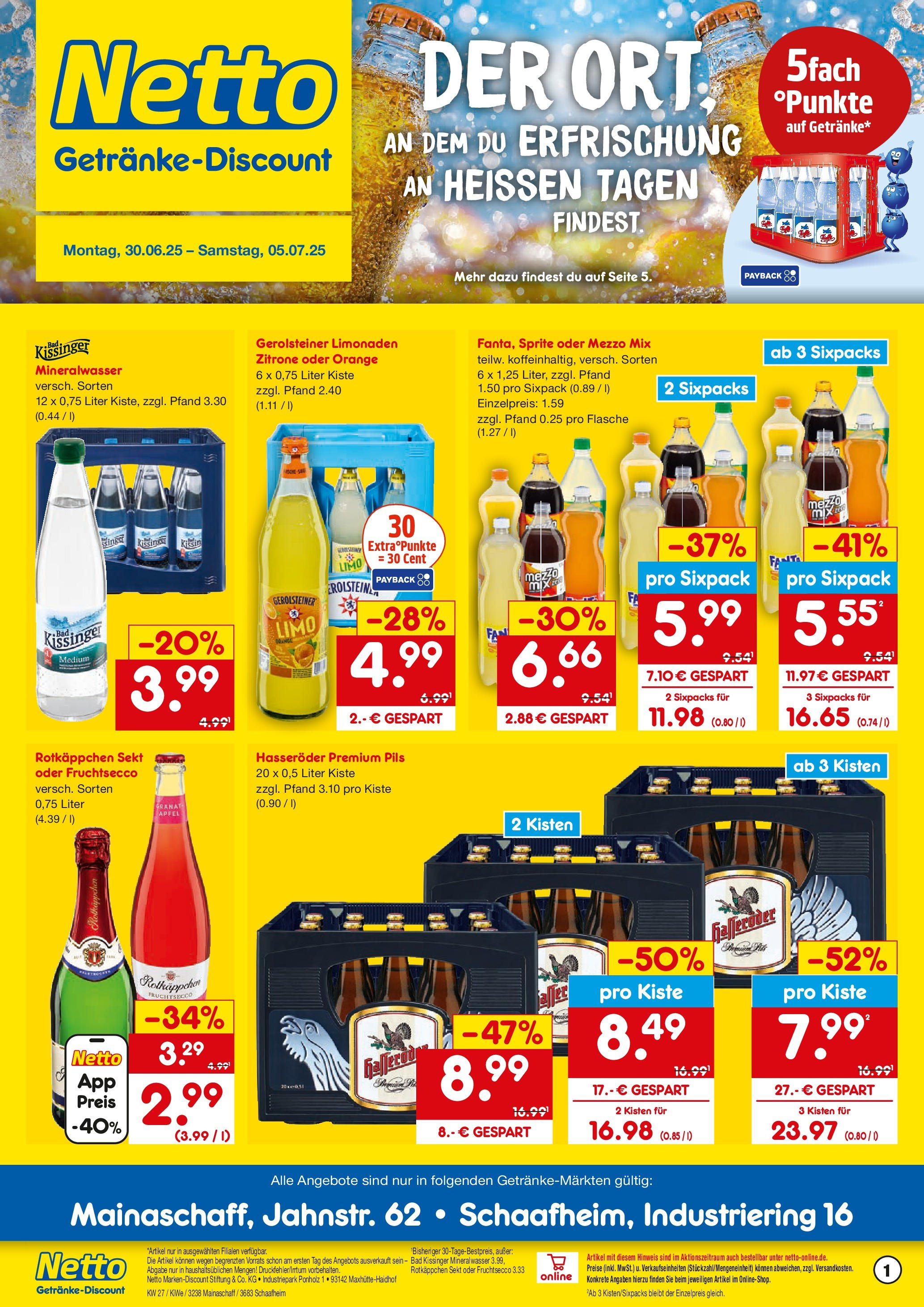 Netto Marken-Discount prospekt Mainaschaff	 (ab 29.06.2025) » Angebote | Seite: 1 | Produkte: Mezzo mix, Fanta, Rotkäppchen, Hasseröder