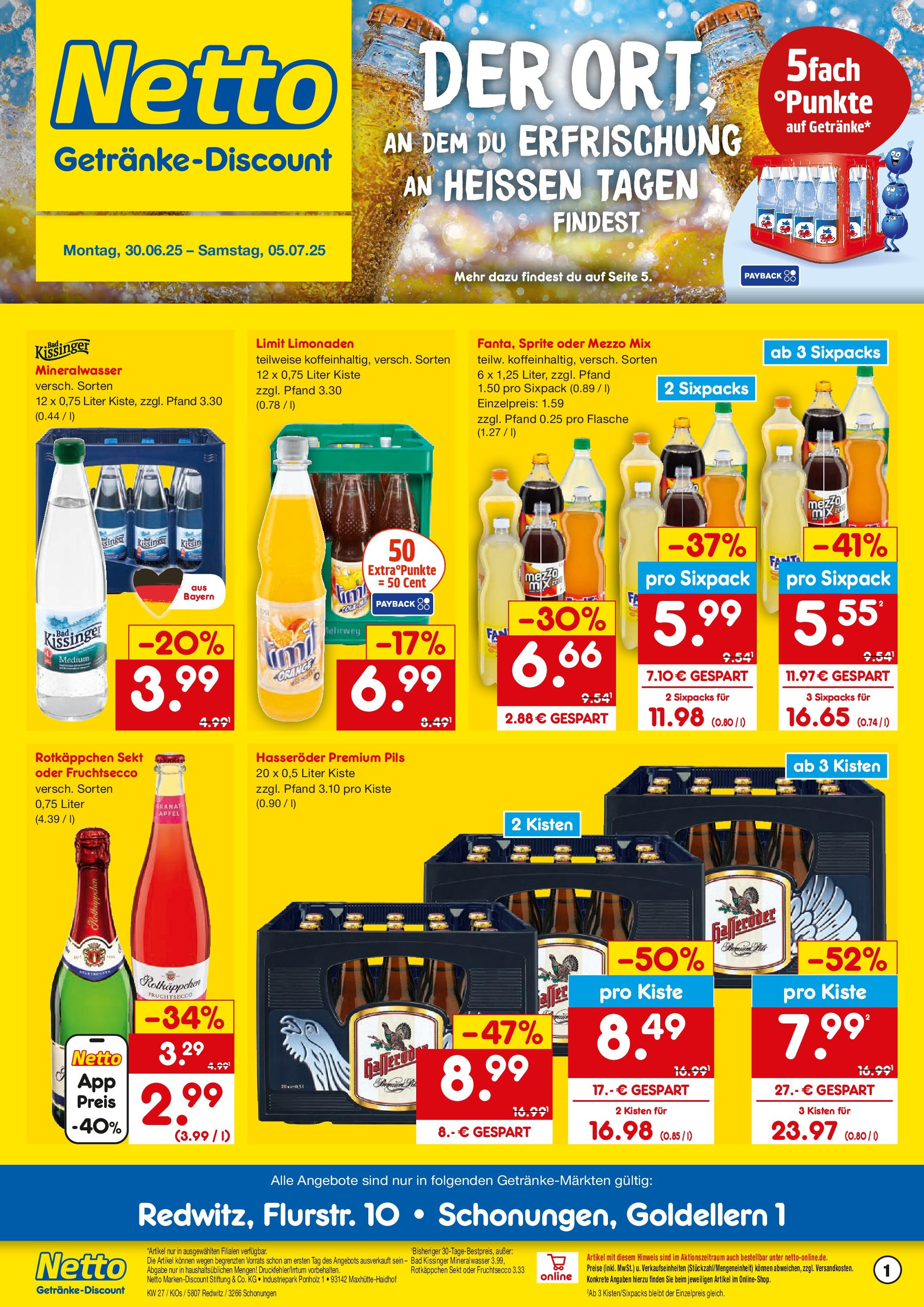 Netto Marken-Discount prospekt Schonungen	 (ab 29.06.2025) » Angebote | Seite: 1 | Produkte: Mezzo mix, Sprite, Bad, Pils