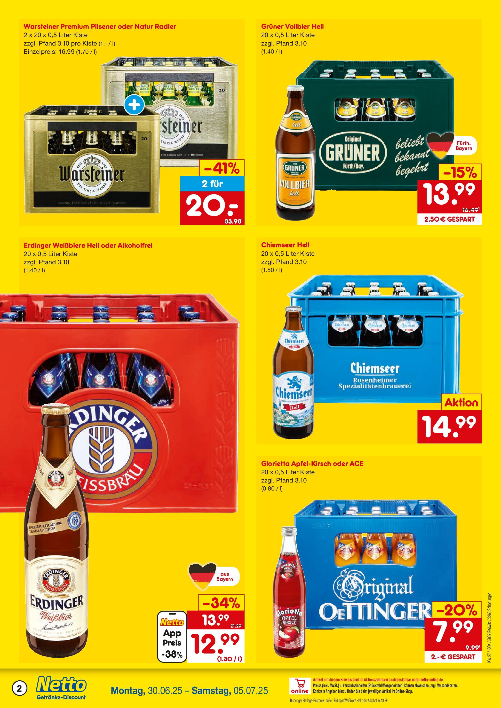 Netto Marken-Discount prospekt Schonungen	 (ab 29.06.2025) » Angebote | Seite: 2 | Produkte: Weißbier, Äpfel, Oettinger, Radler