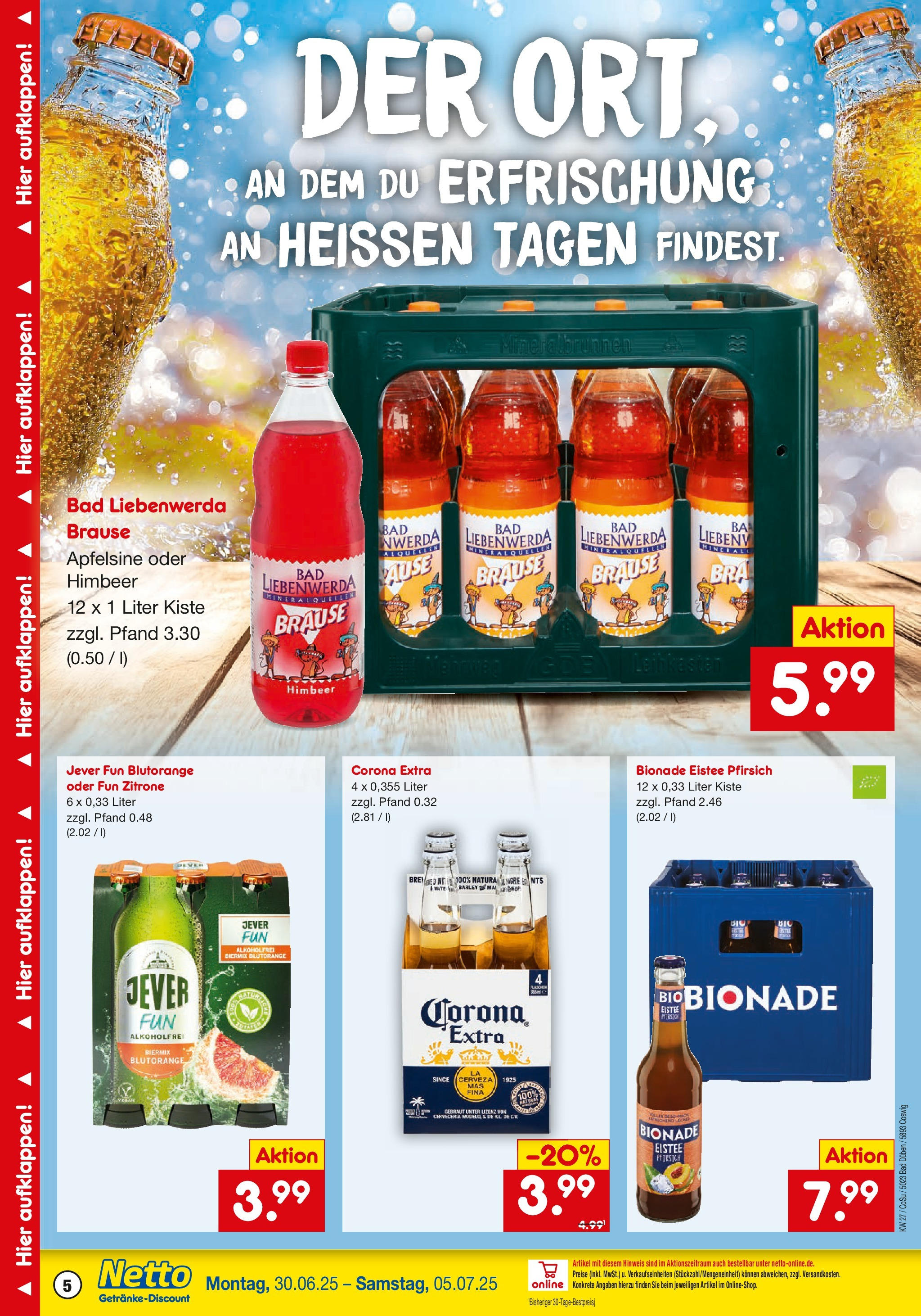 Netto Marken-Discount prospekt Bad Düben	 (ab 29.06.2025) » Angebote | Seite: 5 | Produkte: Bad, Zitrone, Jever, Pfirsich
