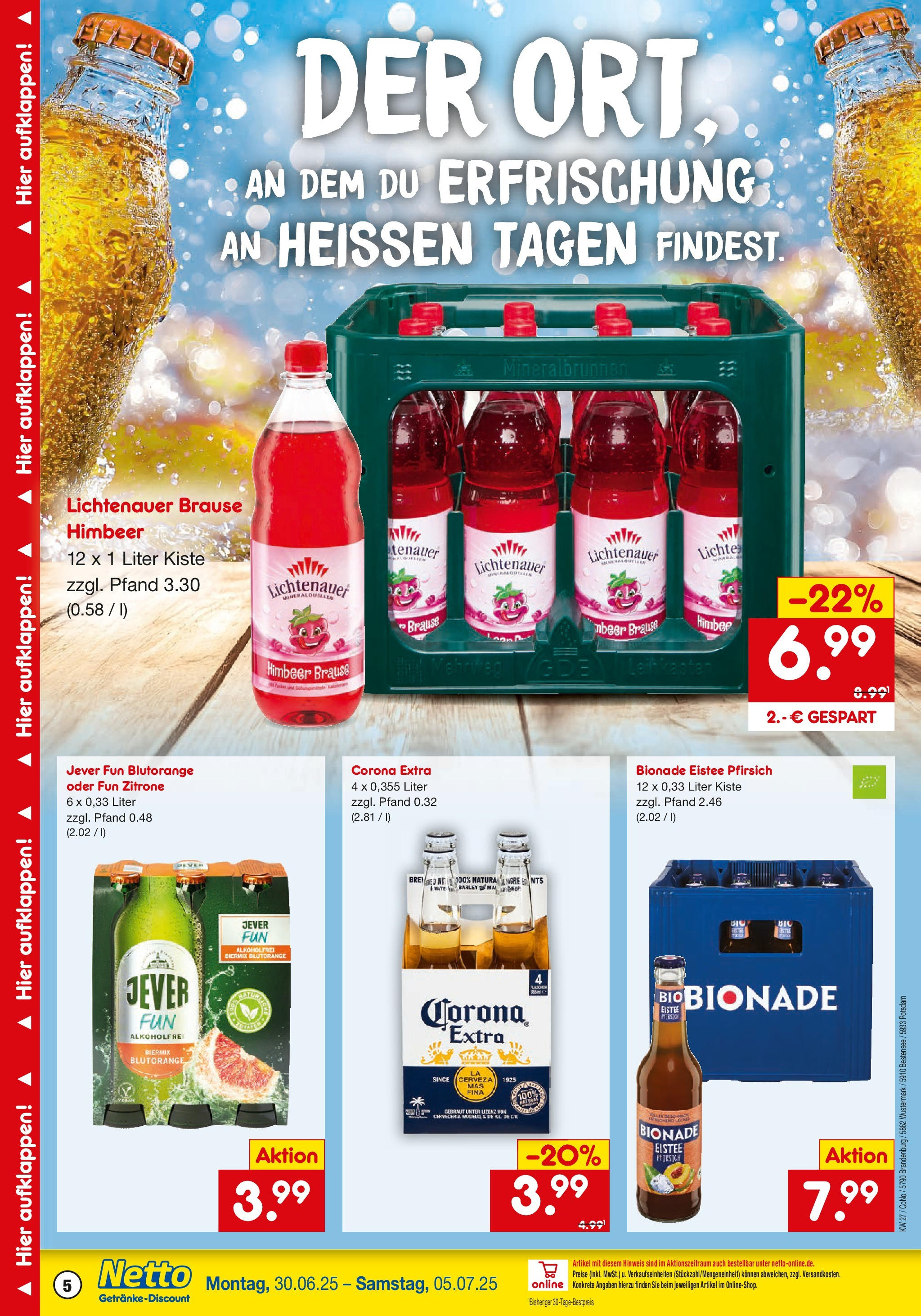 Netto Marken-Discount prospekt Potsdam	 (ab 29.06.2025) » Angebote | Seite: 5 | Produkte: Bionade, Zitrone, Jever, Pfirsich