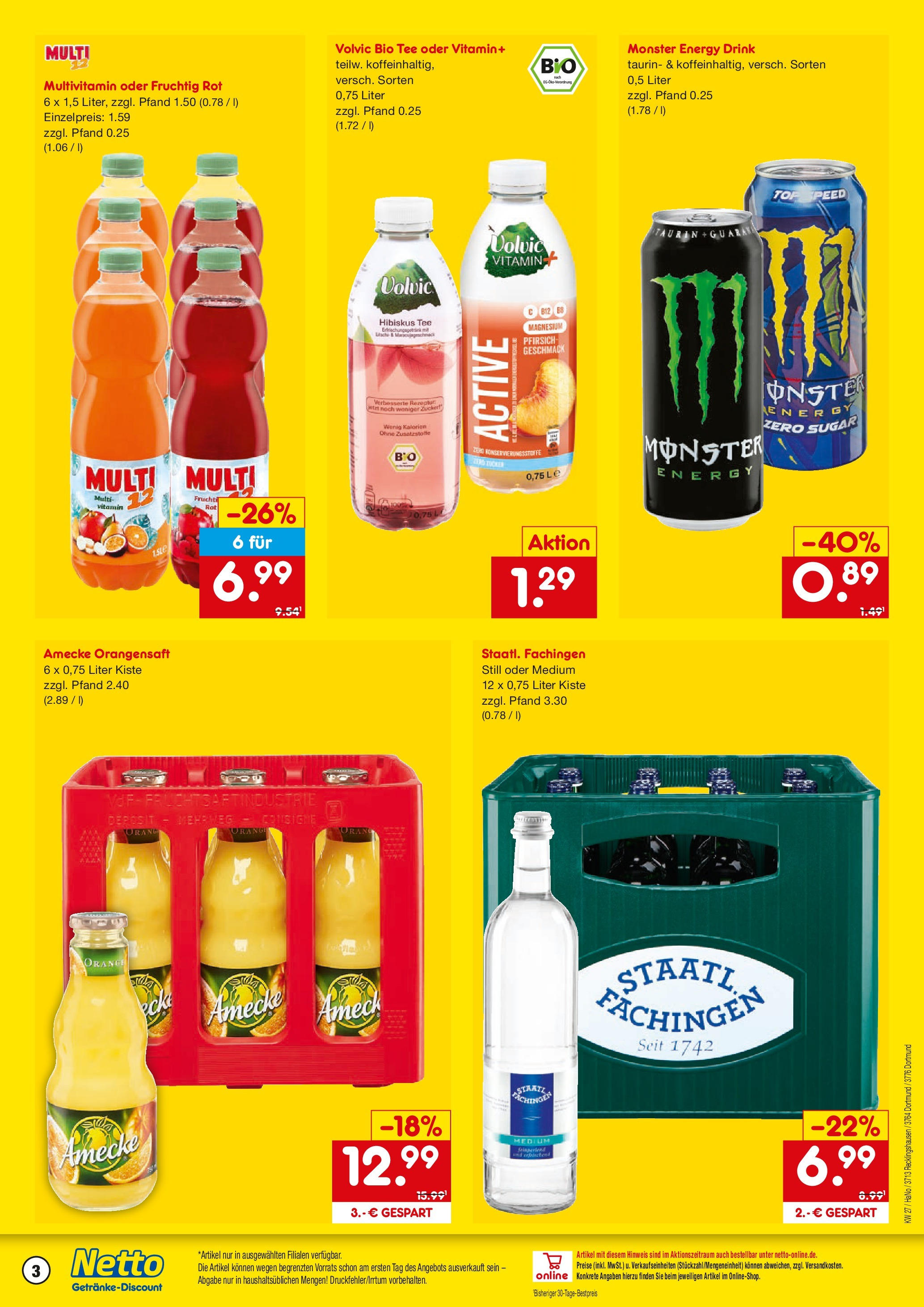 Netto Marken-Discount prospekt Dortmund	 (ab 29.06.2025) » Angebote | Seite: 3 | Produkte: Top, Energy, Orangensaft, Zucker