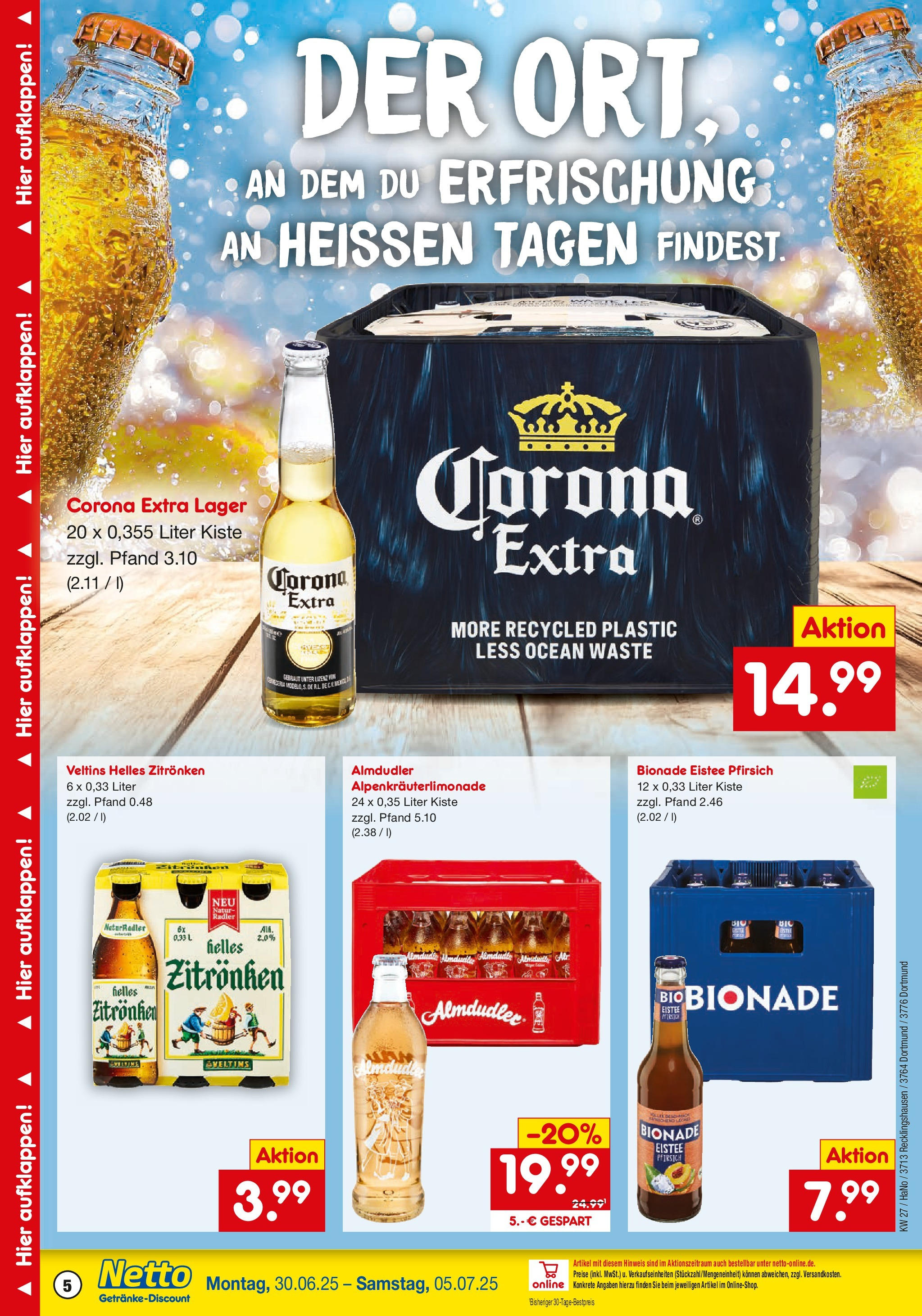 Netto Marken-Discount prospekt Dortmund	 (ab 29.06.2025) » Angebote | Seite: 5 | Produkte: Bionade, Radler, Pfirsich, Veltins
