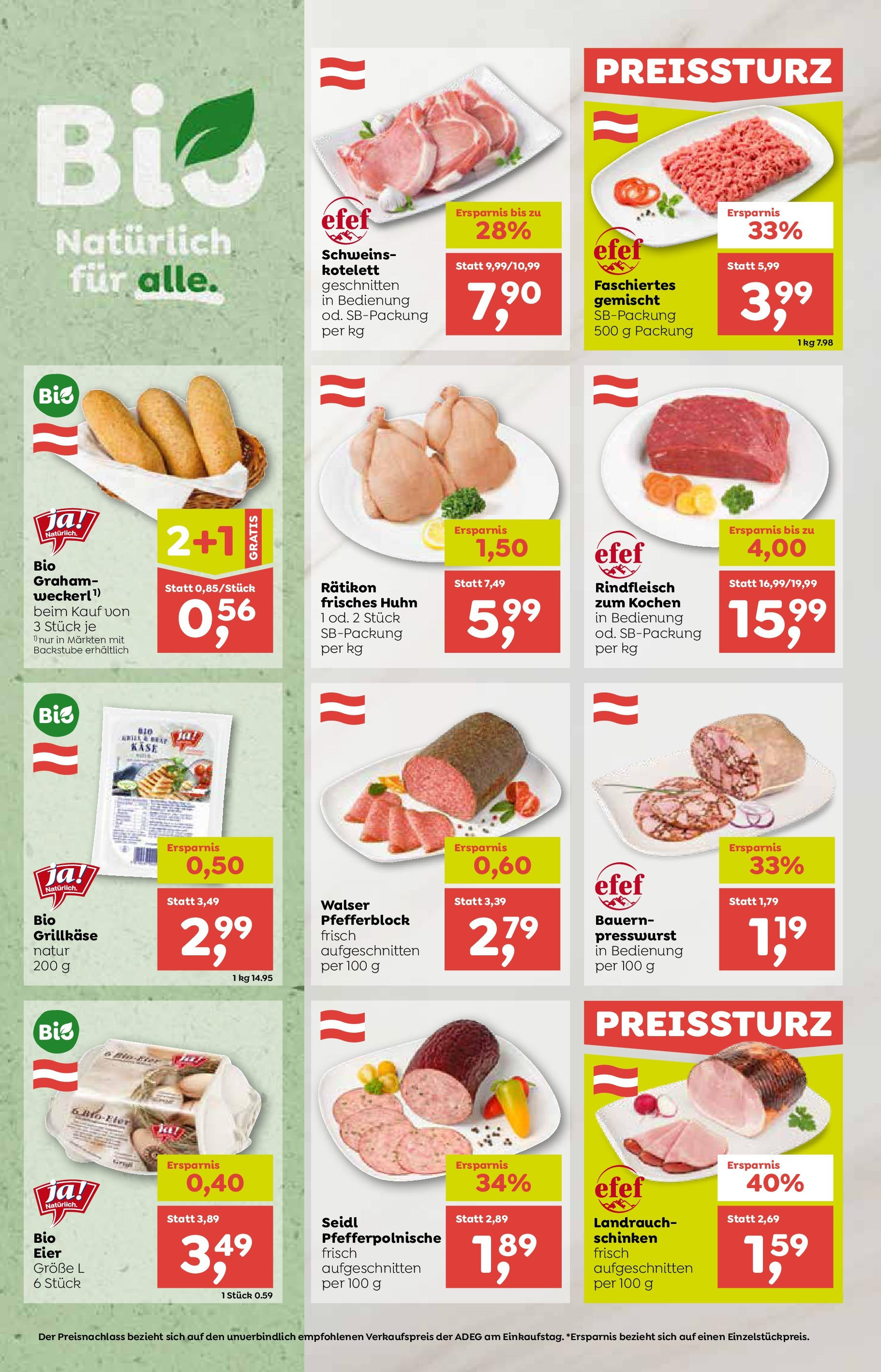 ADEG Wolfurt, Feldkirch, Nenzing von 26.06.2025 - Aktuelle Angebote | Seite: 6 | Produkte: Wecker, Käse, Schinken, Rindfleisch
