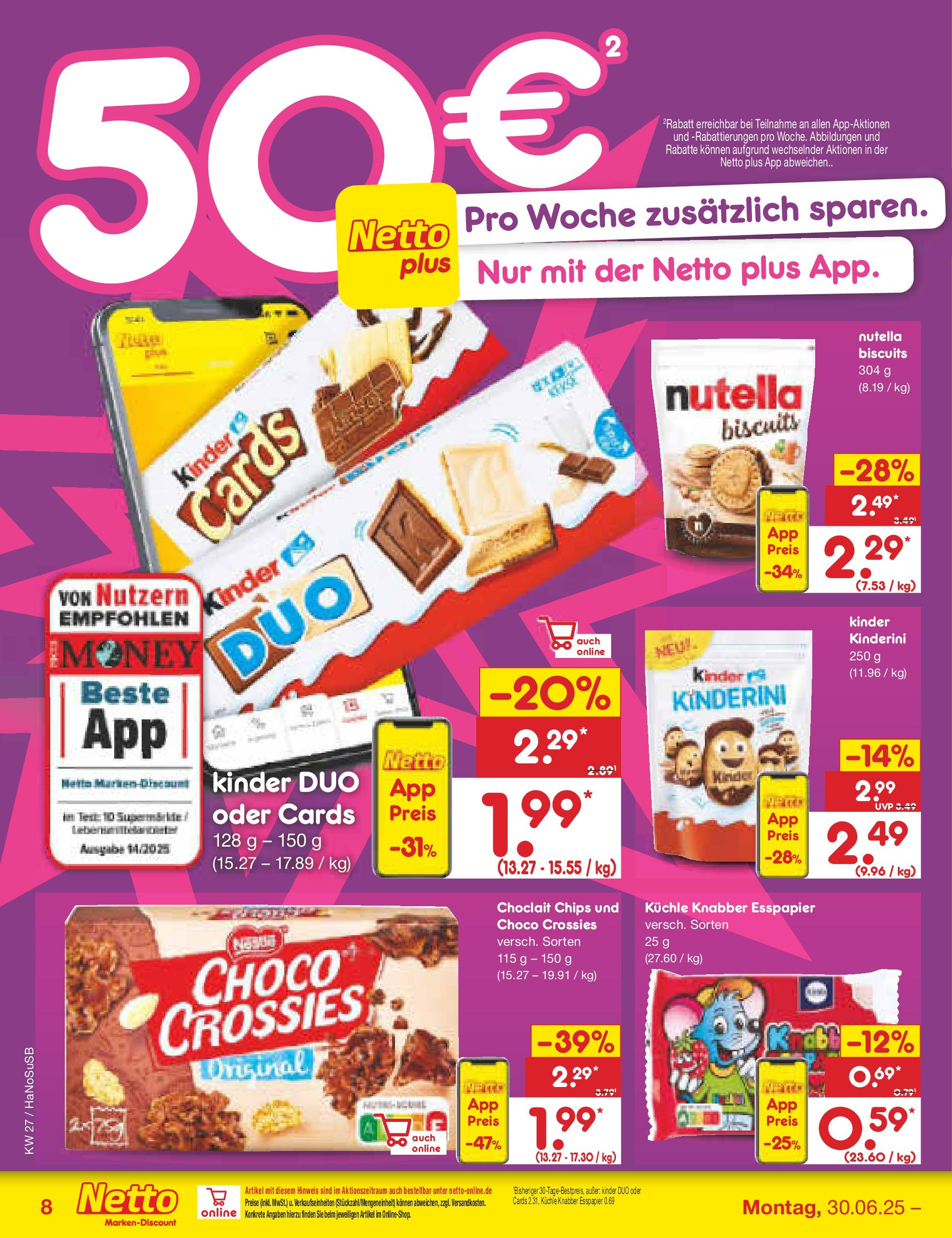 Netto Marken-Discount prospekt Schwerte-Geisecke	 (ab 29.06.2025) » Angebote | Seite: 10 | Produkte: Nutella, Chips