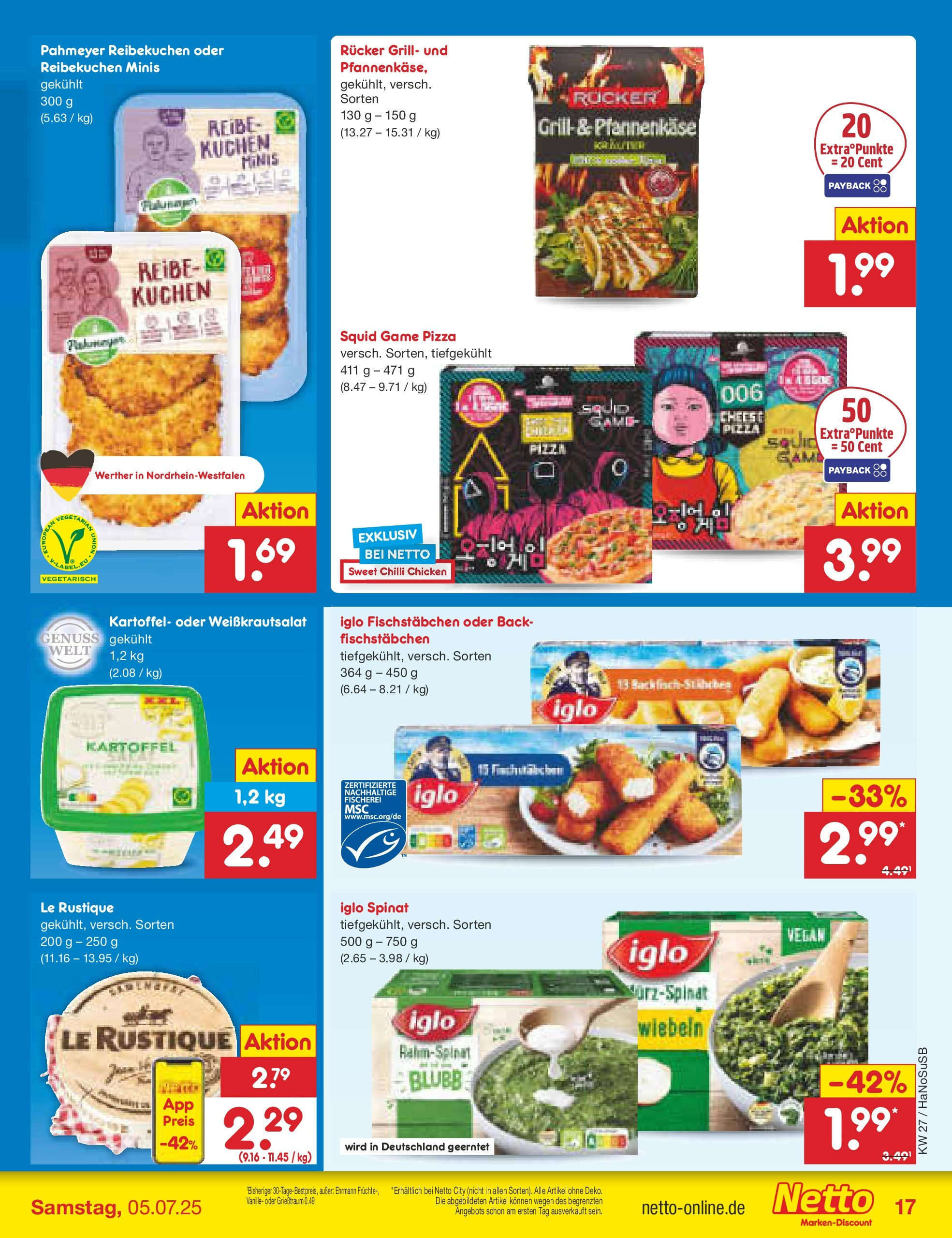 Netto Marken-Discount prospekt Schwerte-Geisecke	 (ab 29.06.2025) » Angebote | Seite: 19 | Produkte: Grill, Iglo, Fischstabchen, Kuchen
