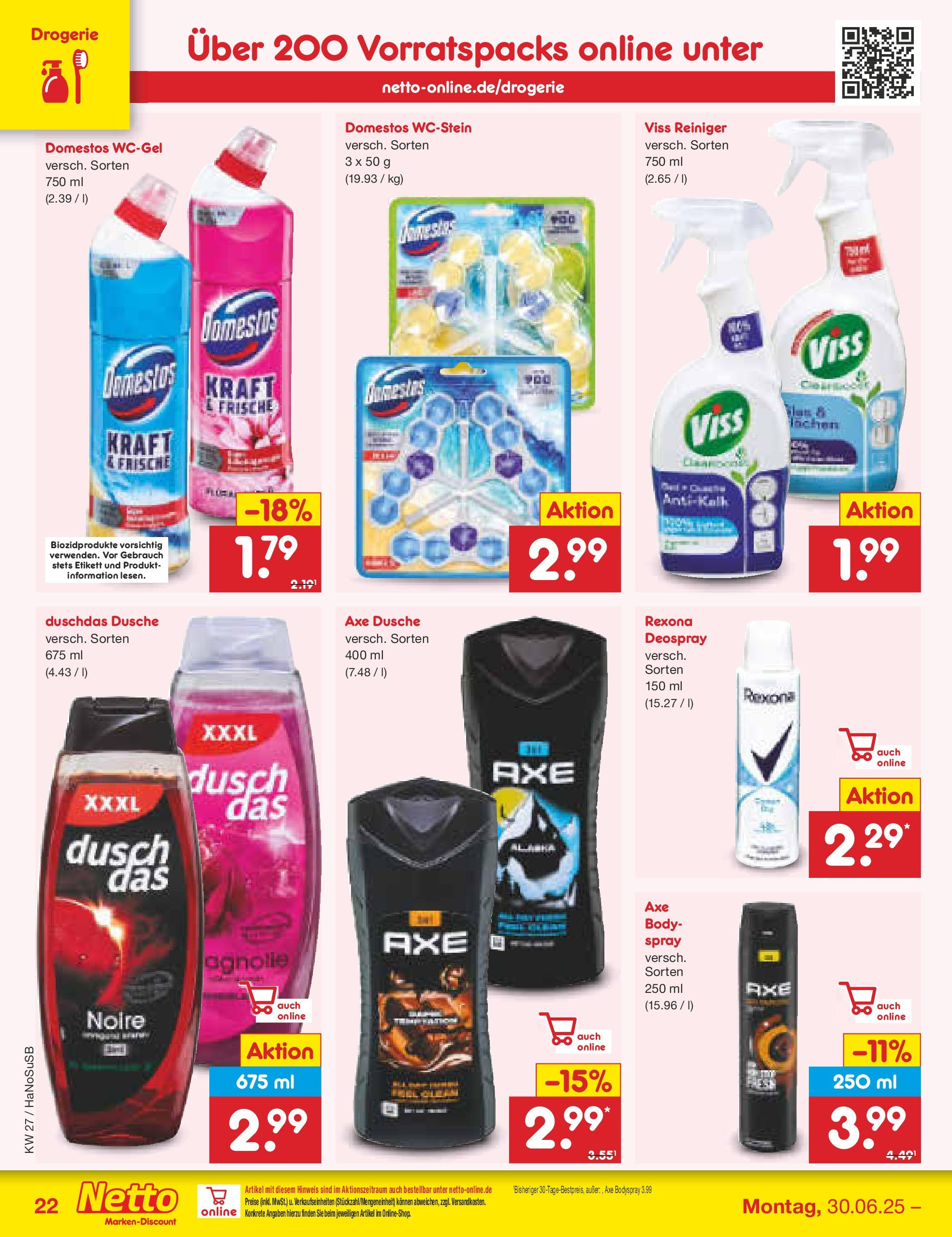 Netto Marken-Discount prospekt Schwerte-Geisecke	 (ab 29.06.2025) » Angebote | Seite: 32 | Produkte: Dusche, Duschdas, Axe, Shower Gel