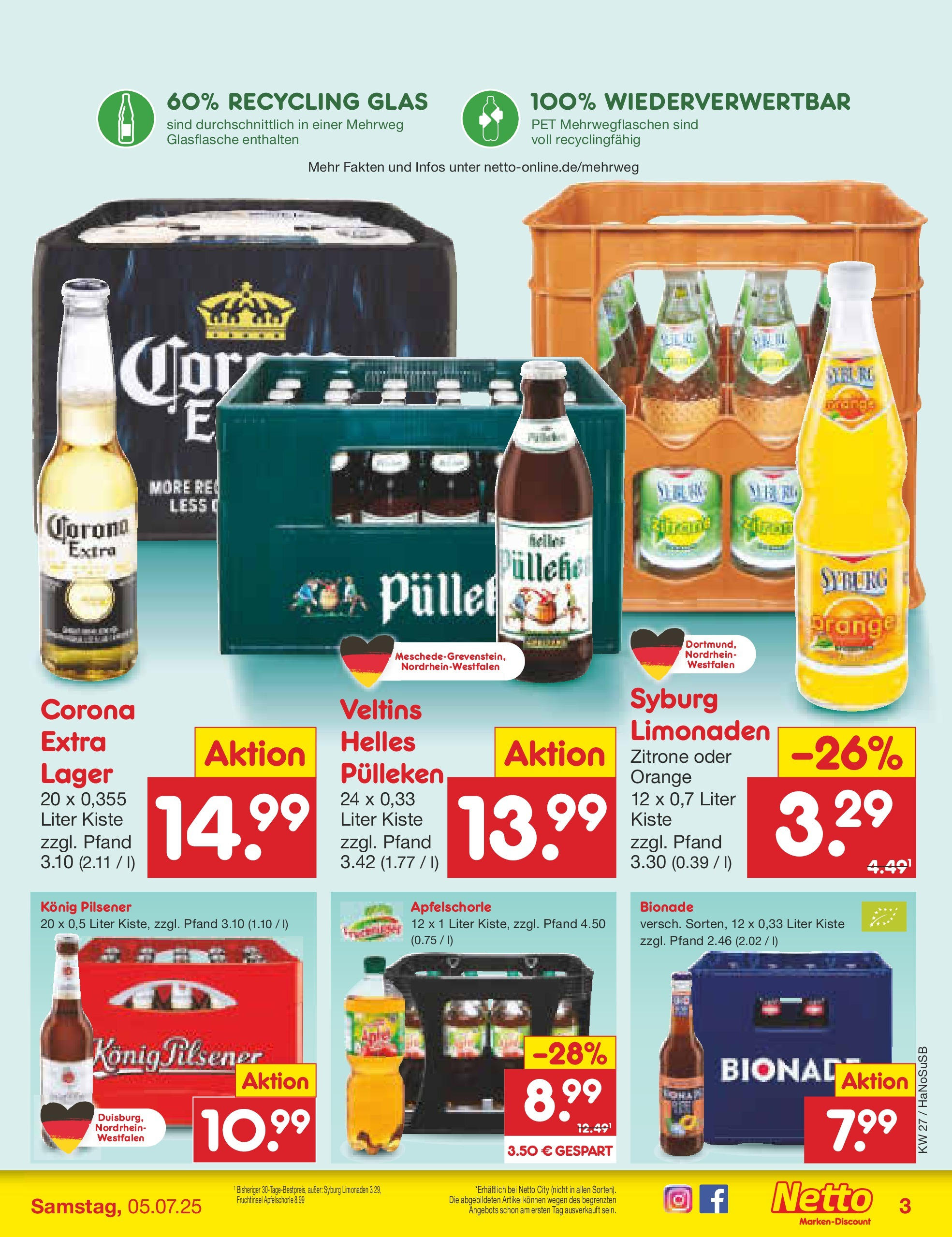 Netto Marken-Discount prospekt Schwerte-Geisecke	 (ab 29.06.2025) » Angebote | Seite: 31 | Produkte: Konig pilsener, Bionade, Apple, Veltins